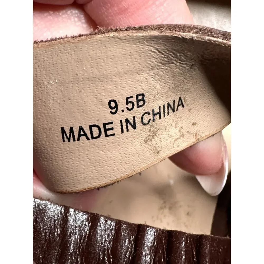 Charles David Trove Brown Leather Strappy Wedge Heels Sandals Size 9.5B